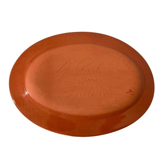 Lady Bug Art Pottery Luncheon Plate Chip And Dip Signed - Picture 8 of 10